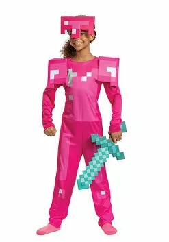 Disguise Girl's Minecraft Classic Pink Armor Costume 9 Disguise Girl's Minecraft Classic Pink Armor Costume -Scary Costumes store minecraft girls classic pink armor costume alt 2
