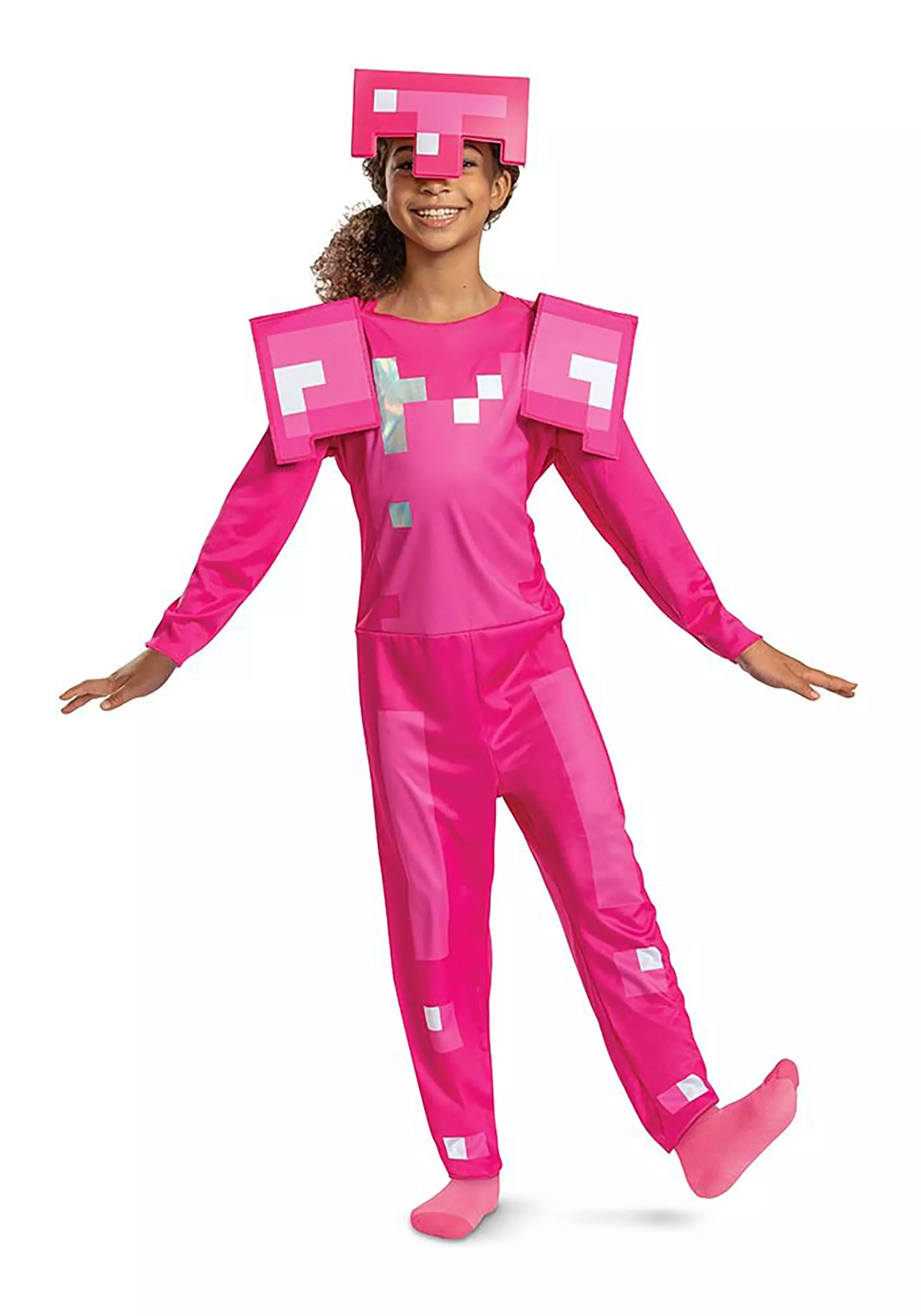 Disguise Girl's Minecraft Classic Pink Armor Costume 1 Disguise Girl's Minecraft Classic Pink Armor Costume