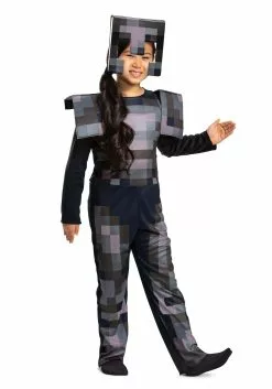 Disguise Kid's Minecraft Netherite Armor Jumpsuit Classic Costume -Scary Costumes store minecraft kids netherite armor jumpsuit classic costume alt 1 1