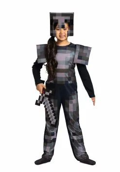 Disguise Kid's Minecraft Netherite Armor Jumpsuit Classic Costume -Scary Costumes store minecraft kids netherite armor jumpsuit classic costume alt 1 2