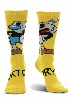 Elope Cuphead Mugman Victory! Crew Socks -Scary Costumes store mugman victory crew socks alt 3