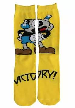 Elope Cuphead Mugman Victory! Crew Socks -Scary Costumes store mugman victory crew socks alt 5