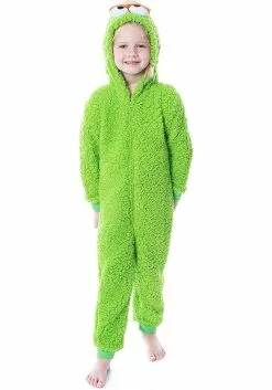 MJC International Sesame Street Oscar The Grouch Toddler Union Suit -Scary Costumes store oscar the grouch union suit for toddlers alt 2