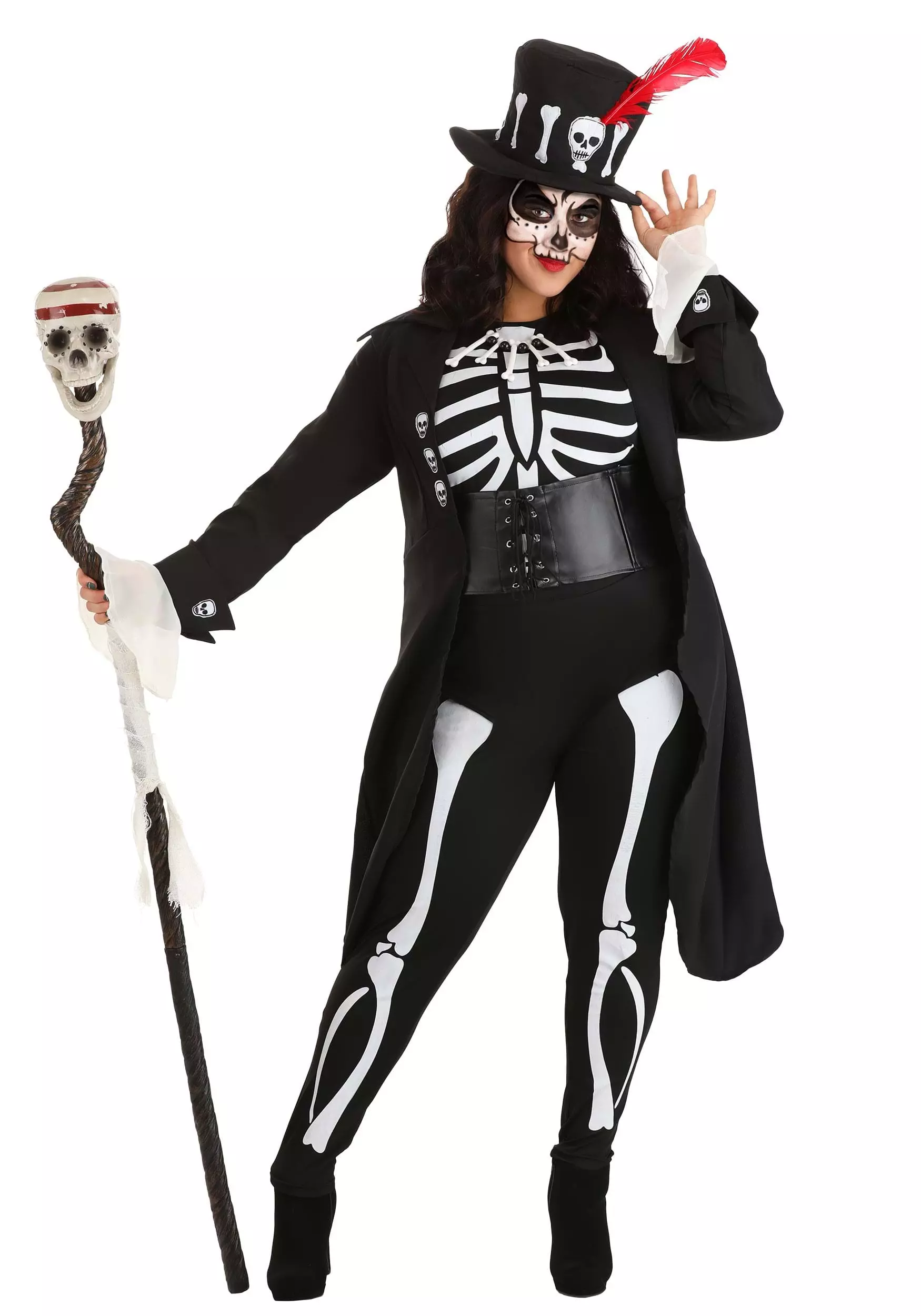 Fun Costumes Plus Size Ladies Voodoo Skeleton Costume 1 Fun Costumes Plus Size Ladies Voodoo Skeleton Costume