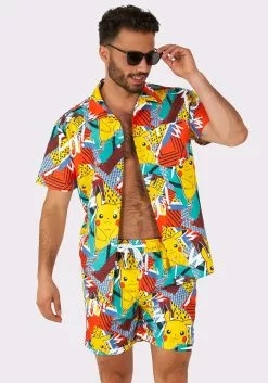 Opposuits Pokémon Pika Pikachu Swimsuit & Shirt For Men -Scary Costumes store pokemon mens pika pikachu swimsuit shirt alt 7