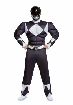 Disguise Power Rangers Black Ranger Men's Muscle Costume 6 Disguise Power Rangers Black Ranger Men's Muscle Costume -Scary Costumes store power rangers mens black ranger muscle costume alt 2
