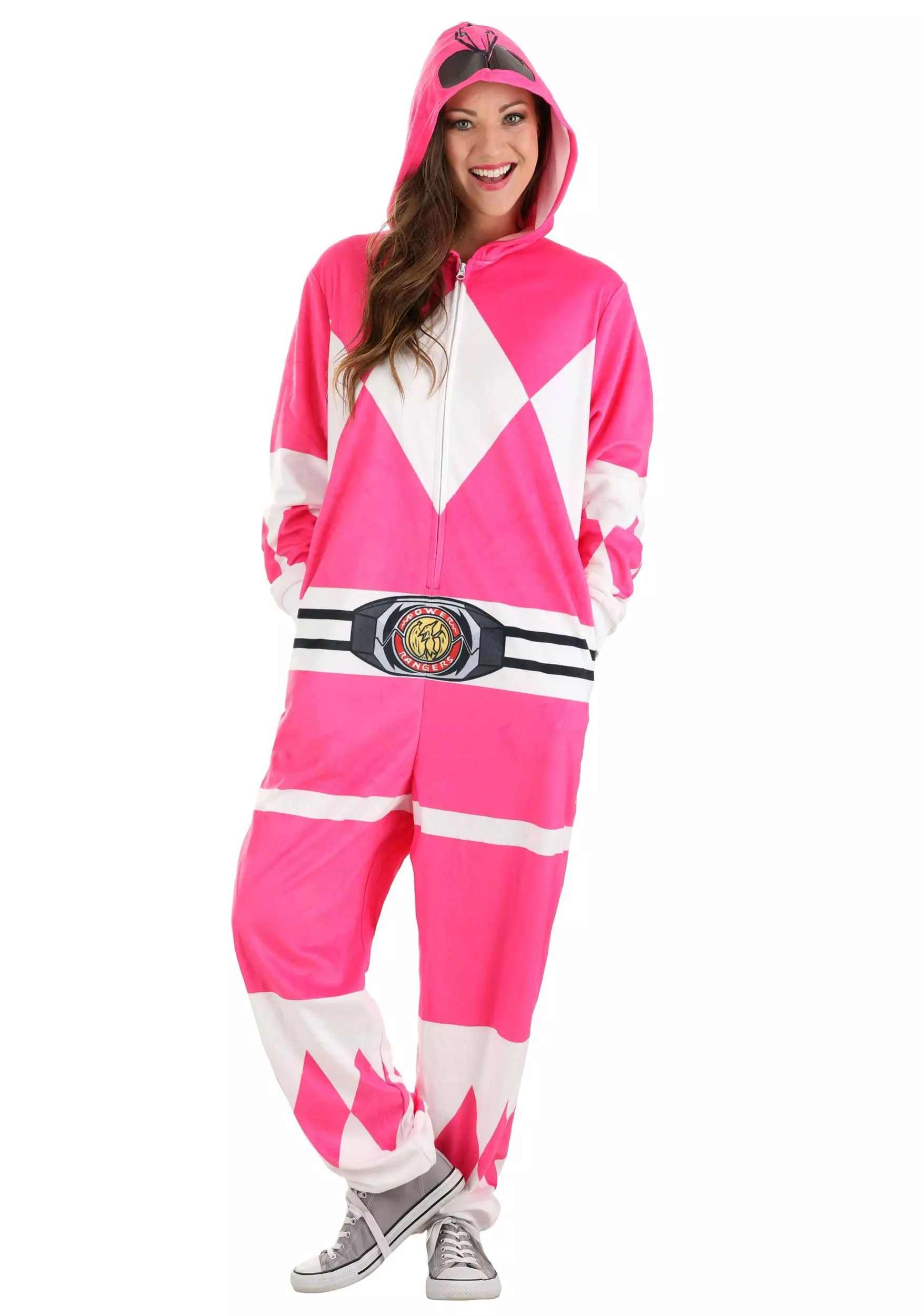 BigWan Apparel Co. Power Rangers Pink Ranger Hooded Union Suit For Adults 1 BigWan Apparel Co. Power Rangers Pink Ranger Hooded Union Suit For Adults