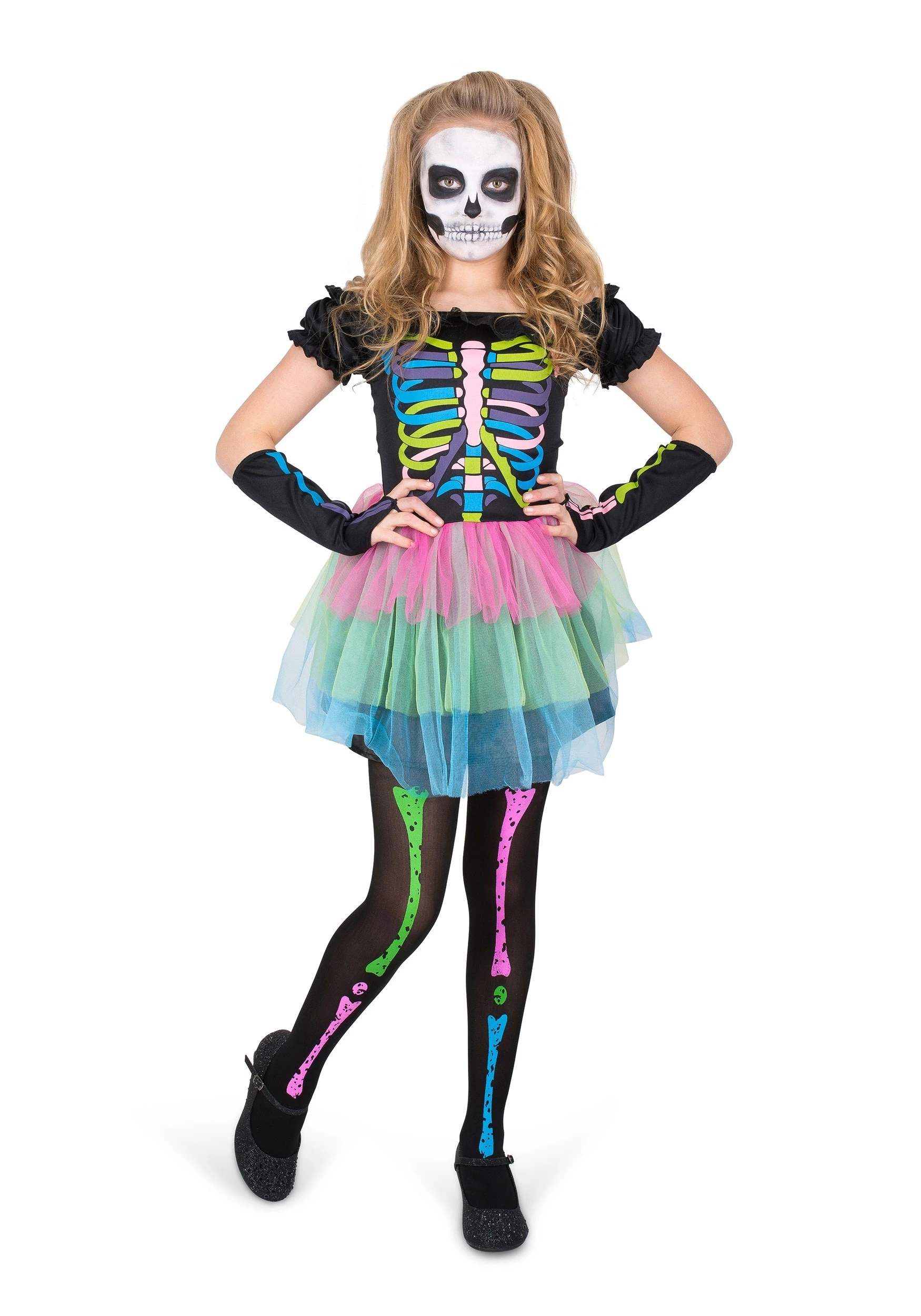 Karnival Costumes Rainbow Skeleton Girl Costume 1 Karnival Costumes Rainbow Skeleton Girl Costume