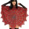 LEG AVENUE Red Glitter Spiderweb Adult Costume Poncho
