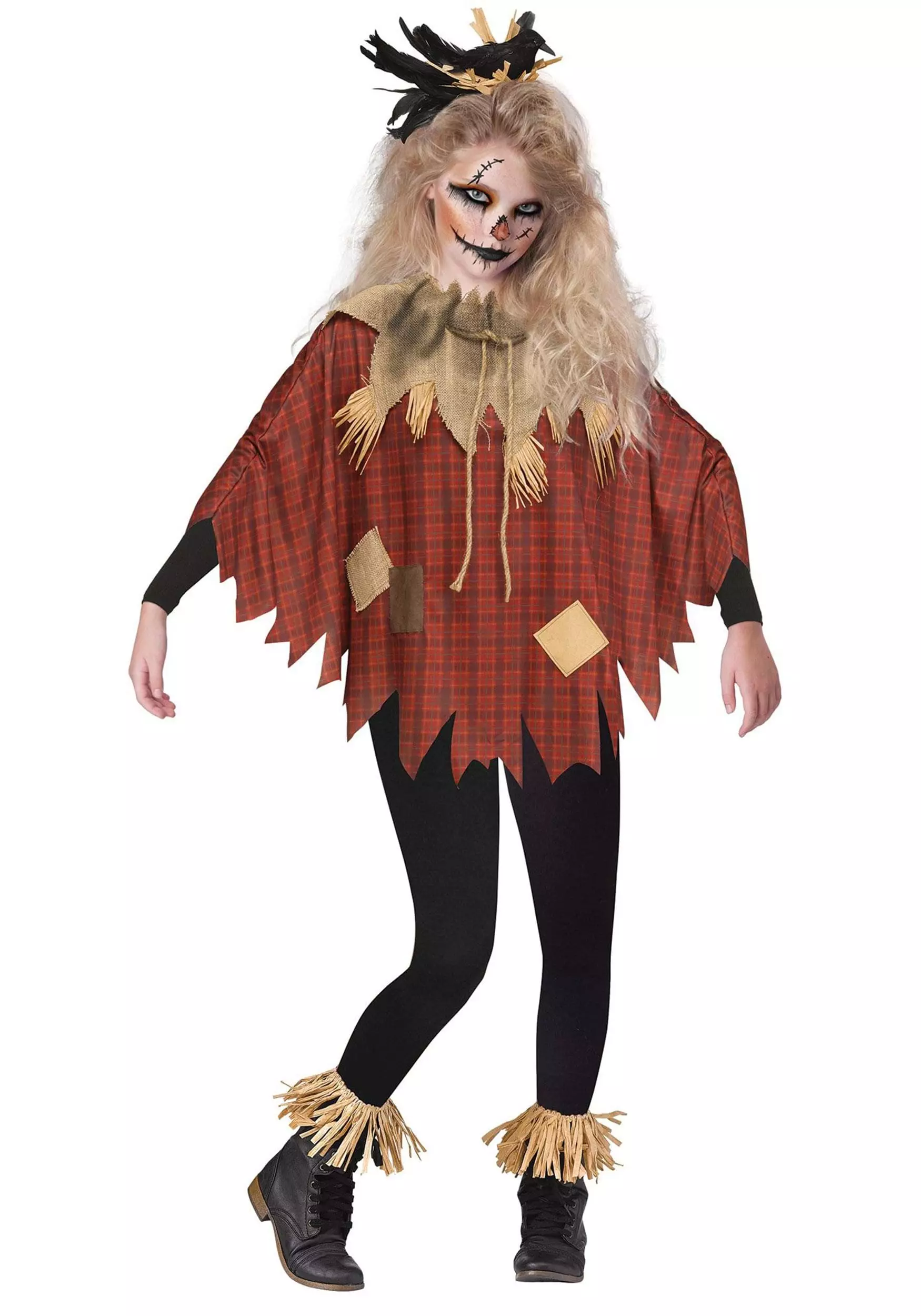 Fun World Scary Kid's Scarecrow Poncho 1 Fun World Scary Kid's Scarecrow Poncho