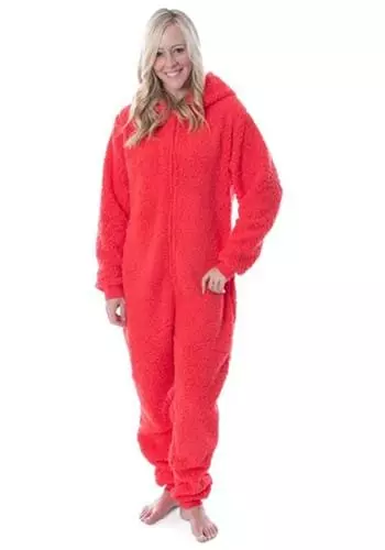 MJC International Adult Sesame Street Elmo Sherpa Union Suit 2 MJC International Adult Sesame Street Elmo Sherpa Union Suit - Image 2