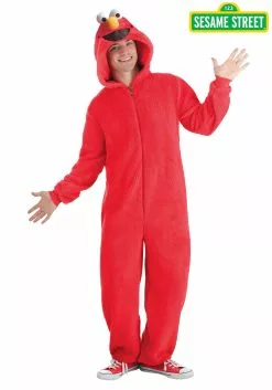 BigWan Apparel Co. Sesame Street Elmo Onesie Costume For Adults