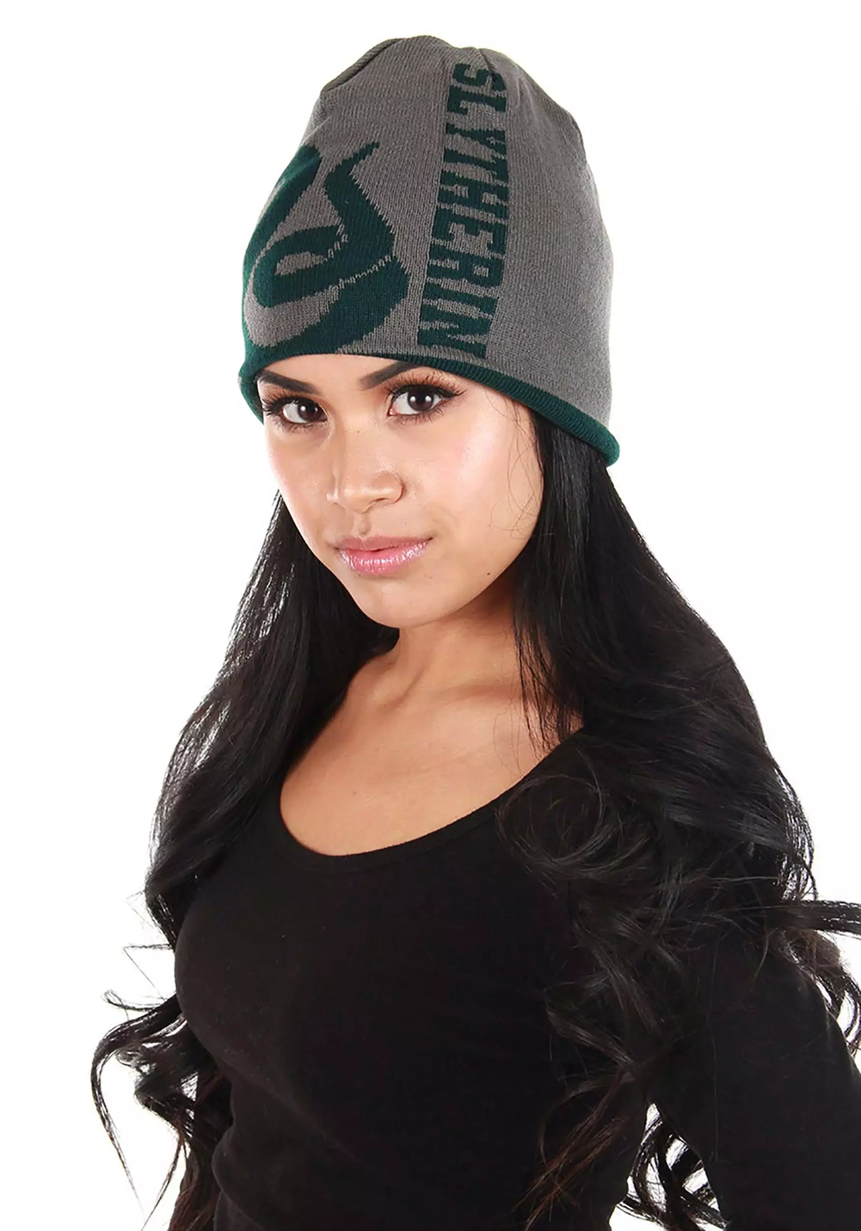 Elope Slytherin Reversible Warm Knit Beanie 4 Elope Slytherin Reversible Warm Knit Beanie - Image 4