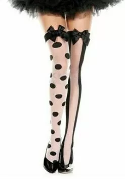 MUSIC LEGS Women's Spotted And Striped Clown Thigh Highs