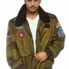 LEG AVENUE Mens Top Gun Nylon Bomber Jacket Costume