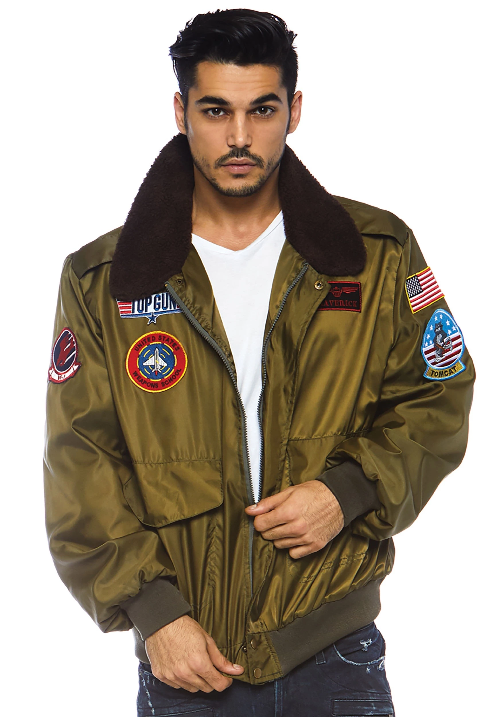 LEG AVENUE Mens Top Gun Nylon Bomber Jacket Costume 1 LEG AVENUE Mens Top Gun Nylon Bomber Jacket Costume