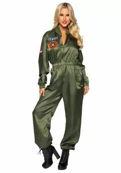 LEG AVENUE Top Gun Flight Suit Costume For Women