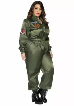 LEG AVENUE Top-Gun Women's Plus Size Flight Suit Costume