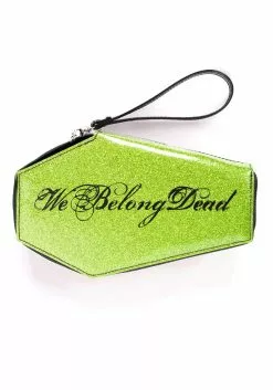 Rock Rebel Shop We Belong Dead Glittery Faux Patent Coffin Wallet