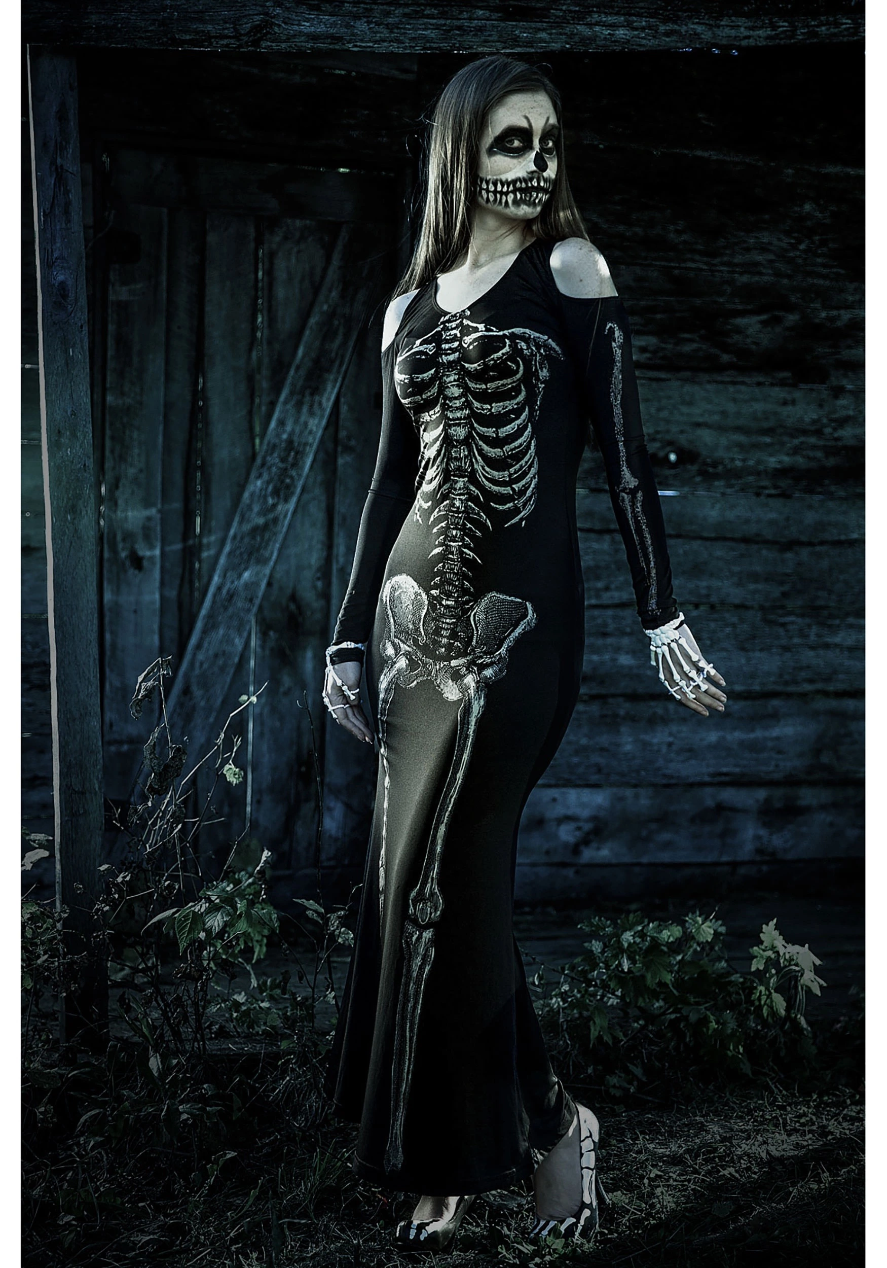 Seeing Red Women's Bone Appetit Skeleton Long Dress Costume 2 Seeing Red Women's Bone Appetit Skeleton Long Dress Costume - Image 2