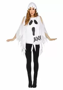 Fun World Glitter Ghost Poncho Costume For Women