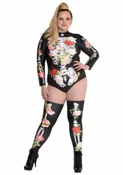 AMSCAN Plus Size Floral Skeleton Costume For Women