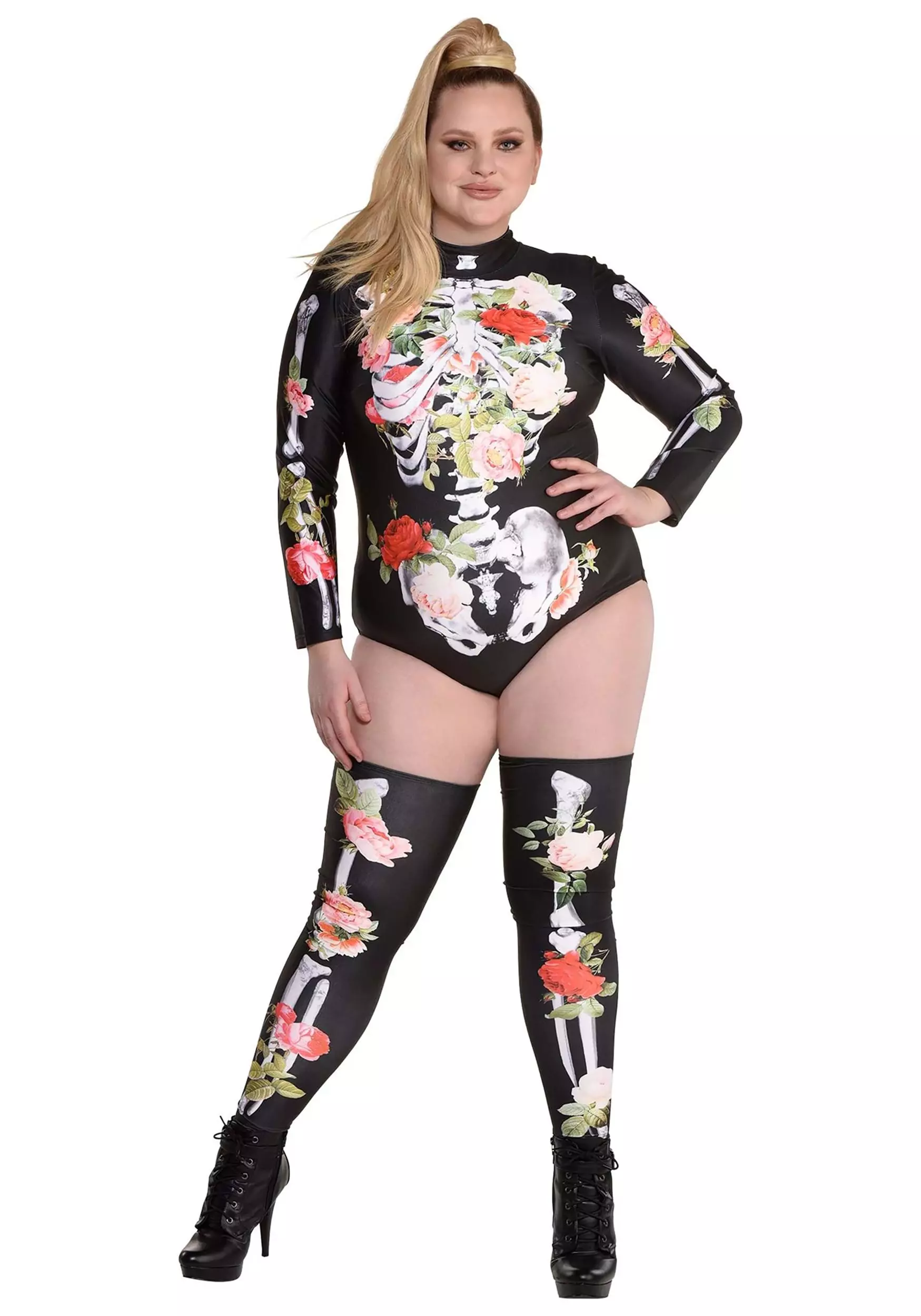 AMSCAN Plus Size Floral Skeleton Costume For Women 1 AMSCAN Plus Size Floral Skeleton Costume For Women
