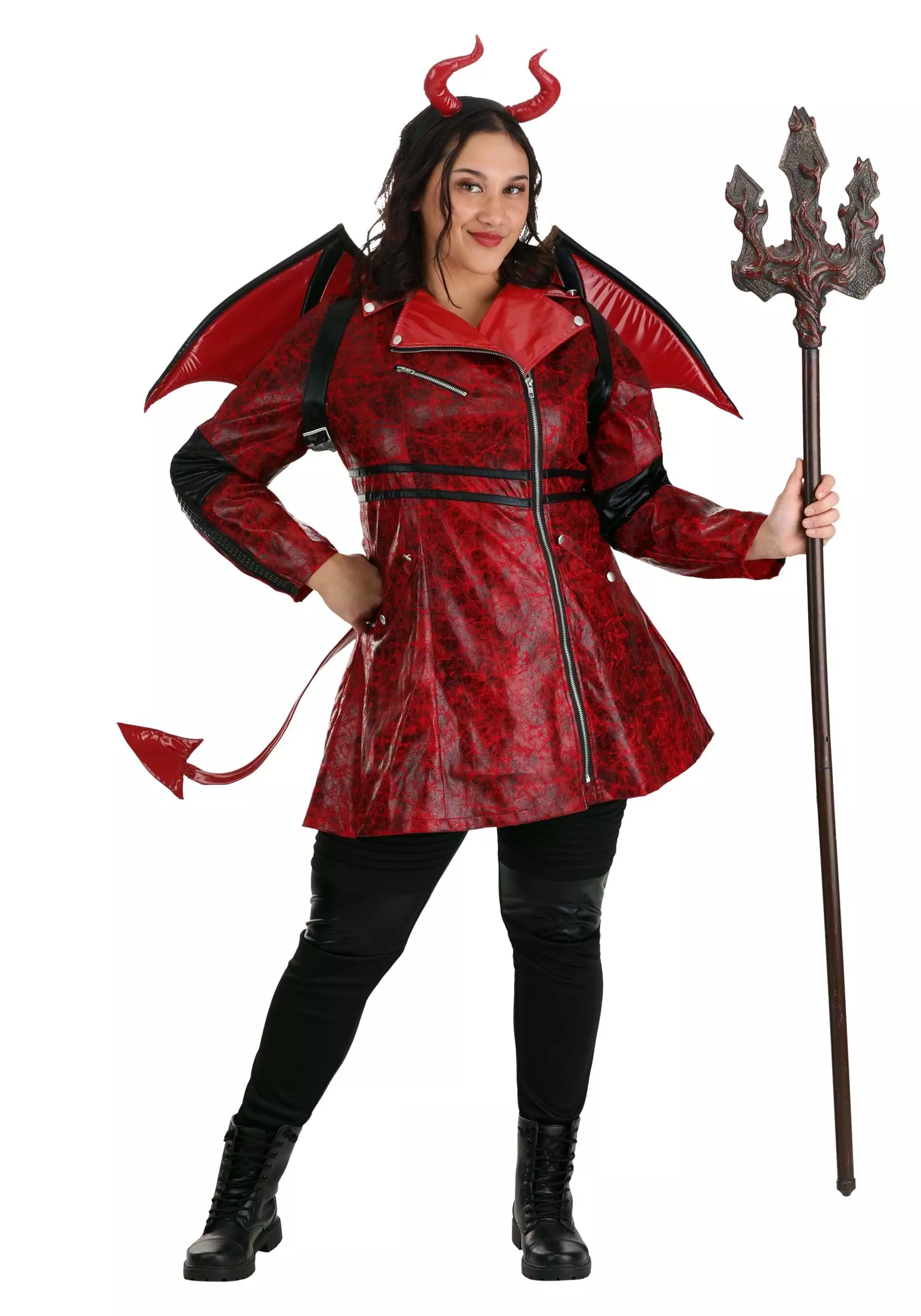 Fun Costumes Plus Size Leather Devil Costume For Women 1 Fun Costumes Plus Size Leather Devil Costume For Women