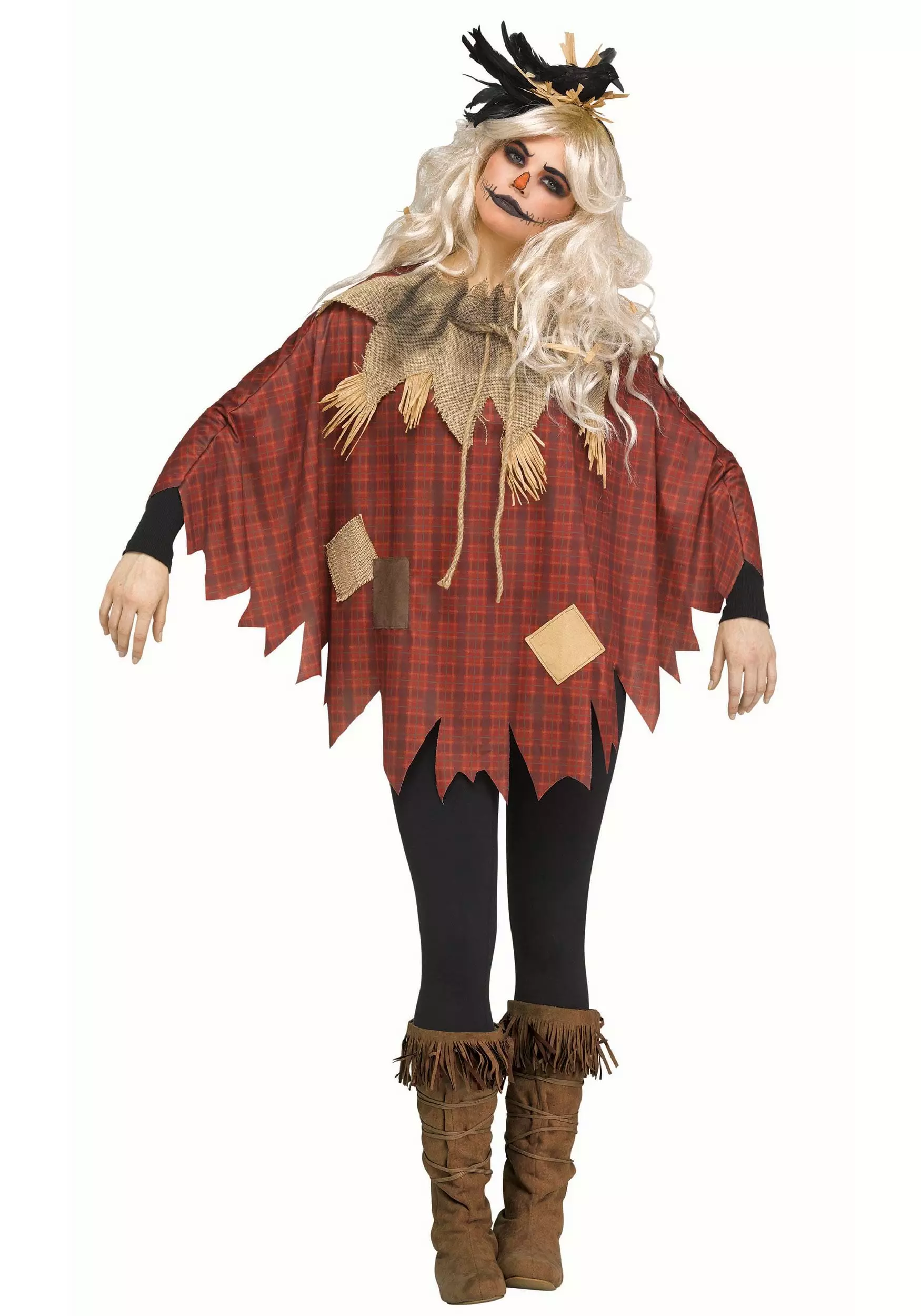 Fun World Plus Size Scarecrow Poncho For Women 1 Fun World Plus Size Scarecrow Poncho For Women