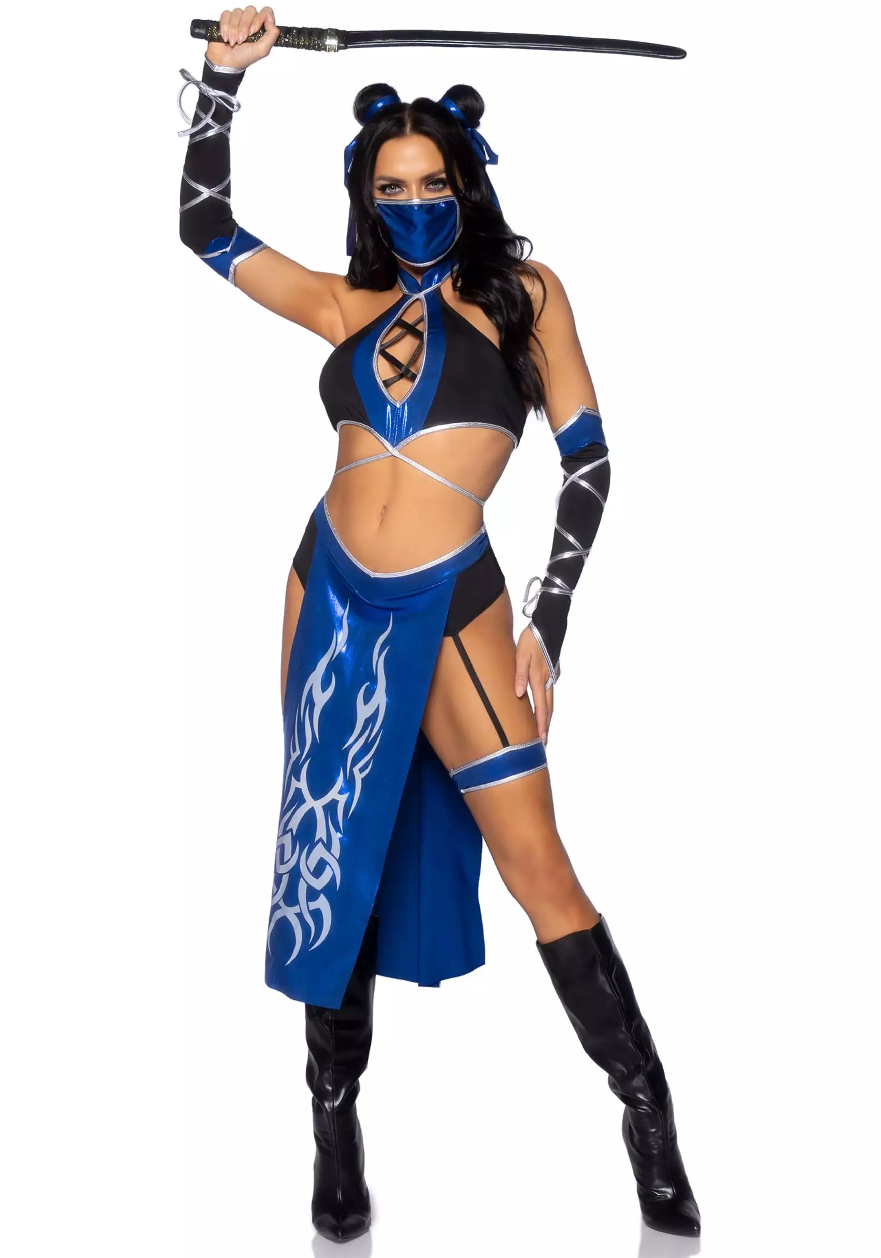 LEG AVENUE Sexy Blue Mortal Ninja Costume For Women 1 LEG AVENUE Sexy Blue Mortal Ninja Costume For Women