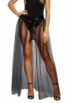 Dreamgirl Sheer Tie-Front Black Women's Skirt
