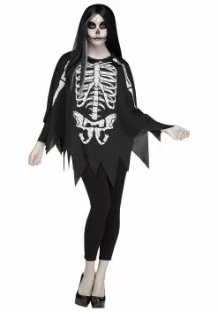 Fun World Women's White Bones Poncho Costume