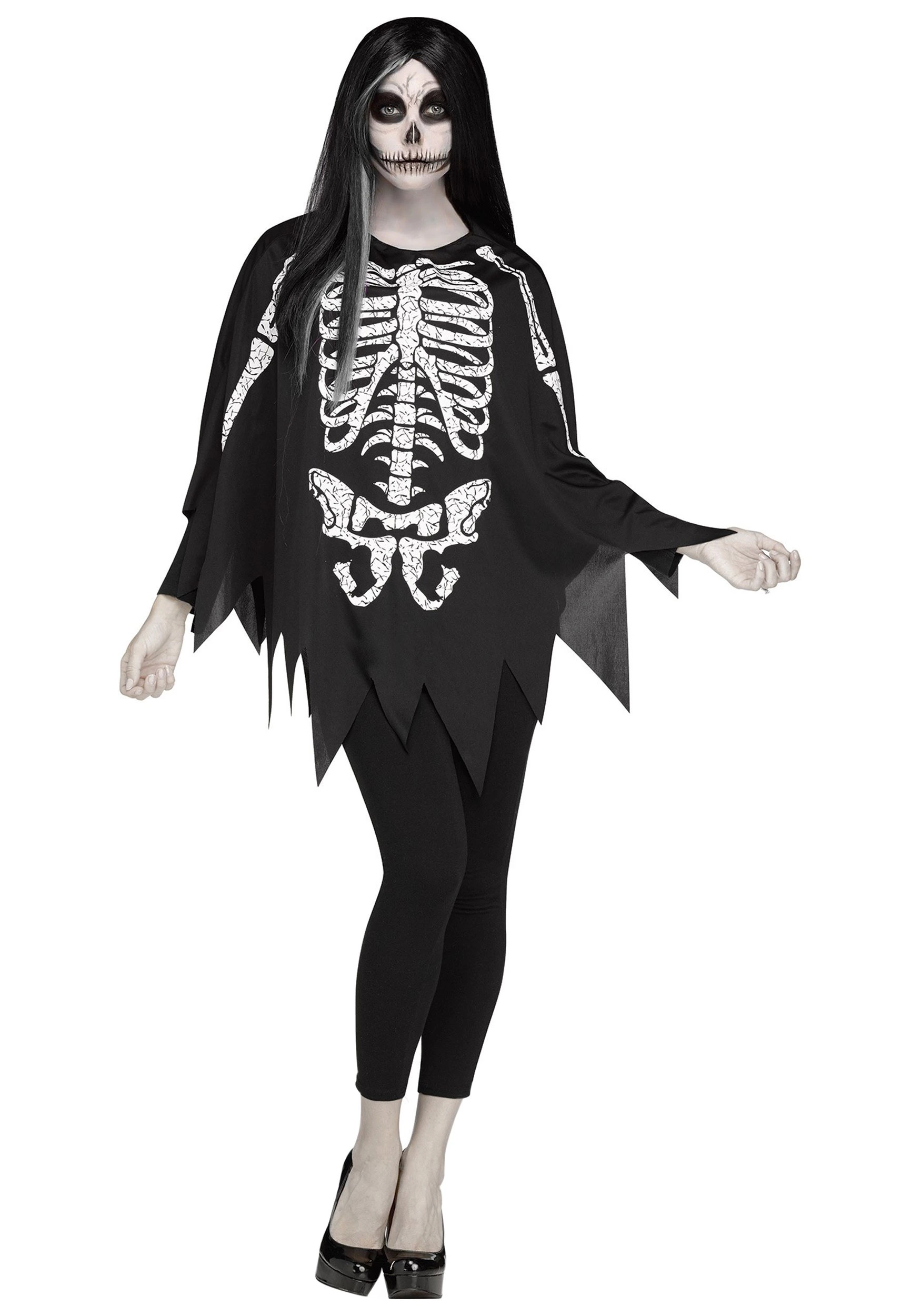 Fun World Women's White Bones Poncho Costume 1 Fun World Women's White Bones Poncho Costume